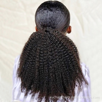 Unprocessed Natural Human Hair Ponytail Extension 100g Full Ponytail Wig Brazilian Hair Clip Ponytail 22inch Black Brown colors